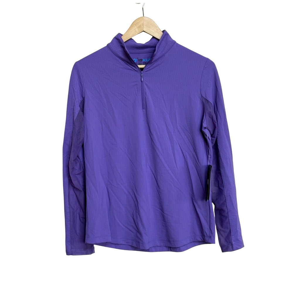 NWT IBKUL 80000 Long Sleeve Zip Mock Neck Top Plum Purple Icefil UPF 50 Medium - Picture 2 of 7